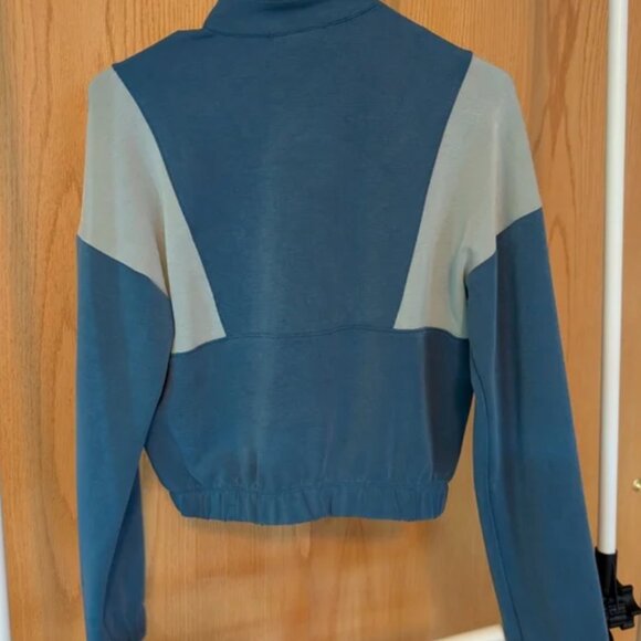 Women's Vintage Cropped Quarterzip, Blue and lightblue/grey - Picture 4 of 5